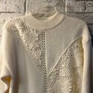 ✨ Vintage Jocelyn Smith Ivory Beaded Lace Knit Sweater | Romantic Cottagecore